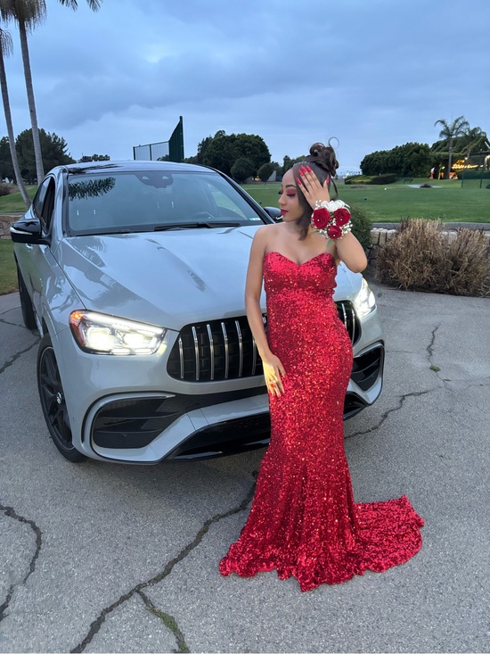 Fashion Nova Dresses & Skirts - Fashion Nova Red Sequin Strapless Mermaid Gown